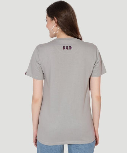 Women's Grey Graphic Print Half Sleeves Regular Fit T-Shirt